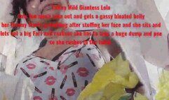 Latina Mild Giantess Lola Eats too much take out and gets a gassy bloated belly her tummy starts grumbling after stuffing her face and she sits and lets out a big Fart and realises she has to take a huge dump and pee so she rushes to the toilet mov
