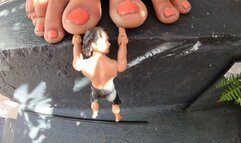 4k Giantess Towers over you and a shrunken man who was trying to get into her house climbing the stairs but he started feeling the ground shake and fell of the edge he was holding on for dear life when he hear the giantess approach stomping she crushes hi