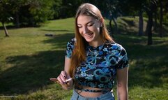 Sweet Svetlana is smoking two all white cigarettes