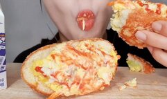 Hot Asian Princess Yani ASMR Sucks Crunches Chewing Face Stuffing Over Eating Licks Creamy Juicy Pasta Loud Noisy Swallowing Close Up No Talking Luscious Lips