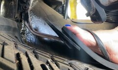 Cranking My '92 Jeep Wrangler in Black Havaianas