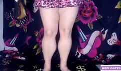 Kepi Carter muscular calves in my brand new stilettos' with baby oil rub down with Cum Countdown