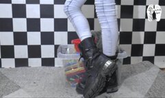 Toy stuff under heavy New Rock Boots