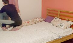 Teen girlfriend with cute pigtails gets fucked at she's parents house