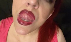 Licking Glossy Red Lios and Soft Puckering - 12 28 23 in 4K