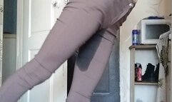 Carina does sports exercises and pisses in her pants