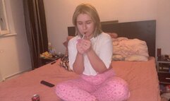 Chilling while farting and smoking in pijamas