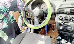 Angeline pumping pedal in a strong way