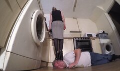 Stepping On His Head In Sexy Shoes & Tights FLOOR CAM (4K)