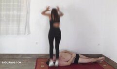 Natasa's hundred jumps on his slave's head mp4