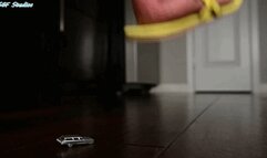 SMD walking around in her sandals unware of the tiny car crushed below! - MOV