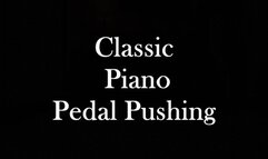 Classic Piano Pedal Pushing with Liz River in Shiny Black Stiletto High Heels and Shiny Pantyhose, Black Skirt, Size 6 Feet, Pushing, Pumping, one shoe