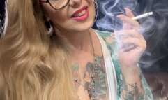 Marlboro reds - Deep Inhales, Double pumps, Quadruple Puffs, Smoke rings, Cough, Nose exhales, Pink lipstick, Long hair, Long nails, Makeup