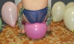 Celebratory explosion of balloons with big ass MP4