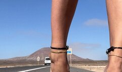 Strappy heels on the street