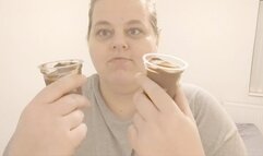 Two pudding cups, no spoon