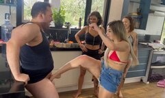 Three Girls Ballbusting in the kitchen - 4K 3840 x 2160 4K