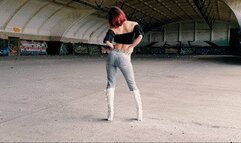 Walking and Teasing in my White Boots