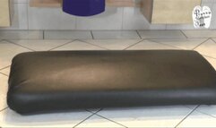 Leather upholstery under Socks and naked Feet