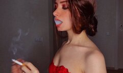 Ravishing in Rouge, a Marlboro Red Symphony in a Scarlet Corset Seduction