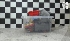 Toy stuff under heavy New Rock Boots floor view