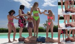 THE FEMDOM VILLA - OUTDOOR trampling, facestanding, foot domination, face trampling (EPIC CLIP!)