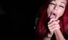 A Redhead MILF appears of of the dark to milk your cock