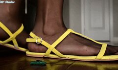 SMD walking around in her sandals unware of the tiny car crushed below! Part 2- MOV