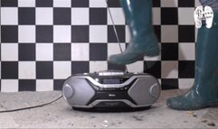 Poor working Radio under old Hunter Wellies floor view