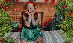 Horny Elf Inserts Her Candy Canes