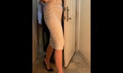 Walk in from a date night to cum on my feet