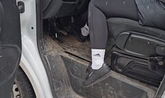 Revving Renault Master van in Reeboks