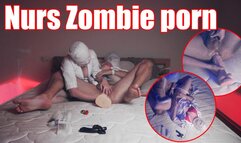 A zombie nurse fucks a test subject tied to a bed in the ass, drives him into a frenzy and the man fucks her hard in doggy style