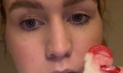 Teeth picking with soles on show