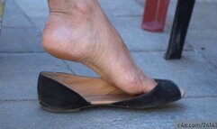 Foot fetish ballet flats, dangling, dipping and shoeplay, beauty feet