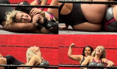 blonde bimbo gets dominated and destroyed by brunette BBW