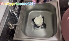 Wet and bubble farts in the sink