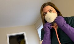 Nurse Administers Stress Test while Gloved and Masked