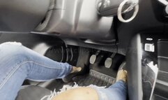 Laura Sanchez with her grey pump - over shoulder POV