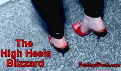 The High Heels Blizzard - Episode 1 - starring: Vicky Heely - Part 2 - HD - High Heels Stiletto Mules Walking Slippery on Ice and Snow in Town at Night - 720p - MP4