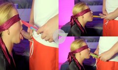 Guess the taste and my hungry stepmom swallows my cum