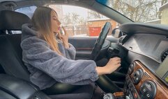 Nastya trying to start Opel Omega and smoking