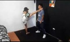 ada love kick doing hard sparring muaythai with her human bag