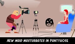 New maid Evangelines Pantyhose Masturbation Play