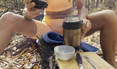 TORI AUTUMN FOREST FRIED MEAT ON THE FIRE AND EAT IT AND DRINK TEA 2