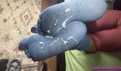 sockjob after my walk ( huge cum on my toe socks )