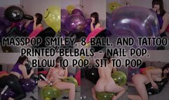 Masspop Smiley, 8 Ball, and Tattoo Printed Belbals - Nail Pop, Blow to Pop, Sit to Pop