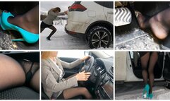 CAR STUCK PREMIERE: Real estate in a trouble - snow stuck and crazy spinning wheels