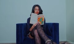 Upskirt Loser Teasing- Ebony Femdom Goddess Rosie Reed Teases And Humiliates A Pervert Upskirt Loser With Stockings And Short Skirt- standard definition