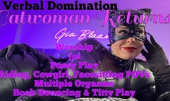 Catwoman Returns: JOI Body Worship Boob & Pussy Play & Verbal Domination Face Sitting POV